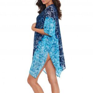 Miraclesuit Royals Beach Wrap Kimono Cover-Up O/S Blue Gradient Boho Floral